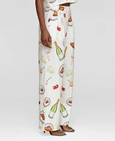 Avec Les Filles Women's Printed High-Rise Wide-Leg Pants