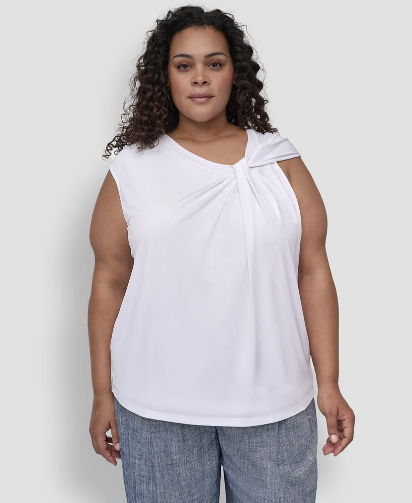 Dkny Plus Twisted-Neck Sleeveless Blouse