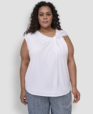 Dkny Plus Twisted-Neck Sleeveless Blouse