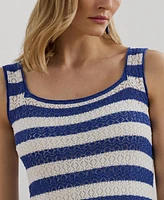 Lauren Ralph Women's Striped Pointelle-Knit Sweater Dress