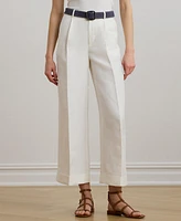 Lauren Ralph Women's Pleated Linen-Blend Twill Wide-Leg Pants