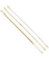 Calvin Klein Stainless Steel 3-Pc. Set Crystal Mixed Chain Bracelets