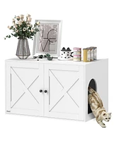 PawHut Cat Litter Box Enclosure, Hidden Litter Box Furniture,