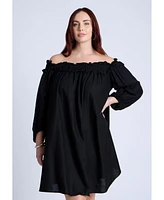 Eloquii Plus Ruffle Neckline Mini Dress