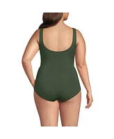 Lands' End Plus Slender Suit Wrap One Piece Swimsuit