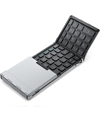 Portable Keyboard, BK09 Foldable Bluetooth Keyboard with Number Pad for Travel and Business Trip, Rechargeable Portable Keyboard