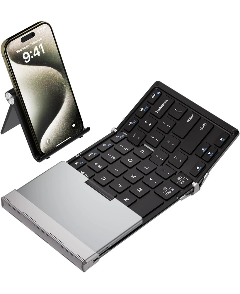Foldable Bluetooth Keyboard, BK05S Folding Wireless Portable Keyboard, Pair Up to 4 Devices, Usb-c Rechargeable, Slim and Compact