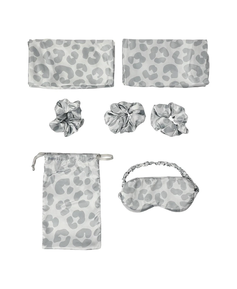 Leopard Spots 6-Pack Pillowcase, Eye Mask, & Scrunchies Set-King