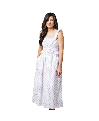 Hope & Henry Women's Organic Smocked Ruffle Shoulder Sundress