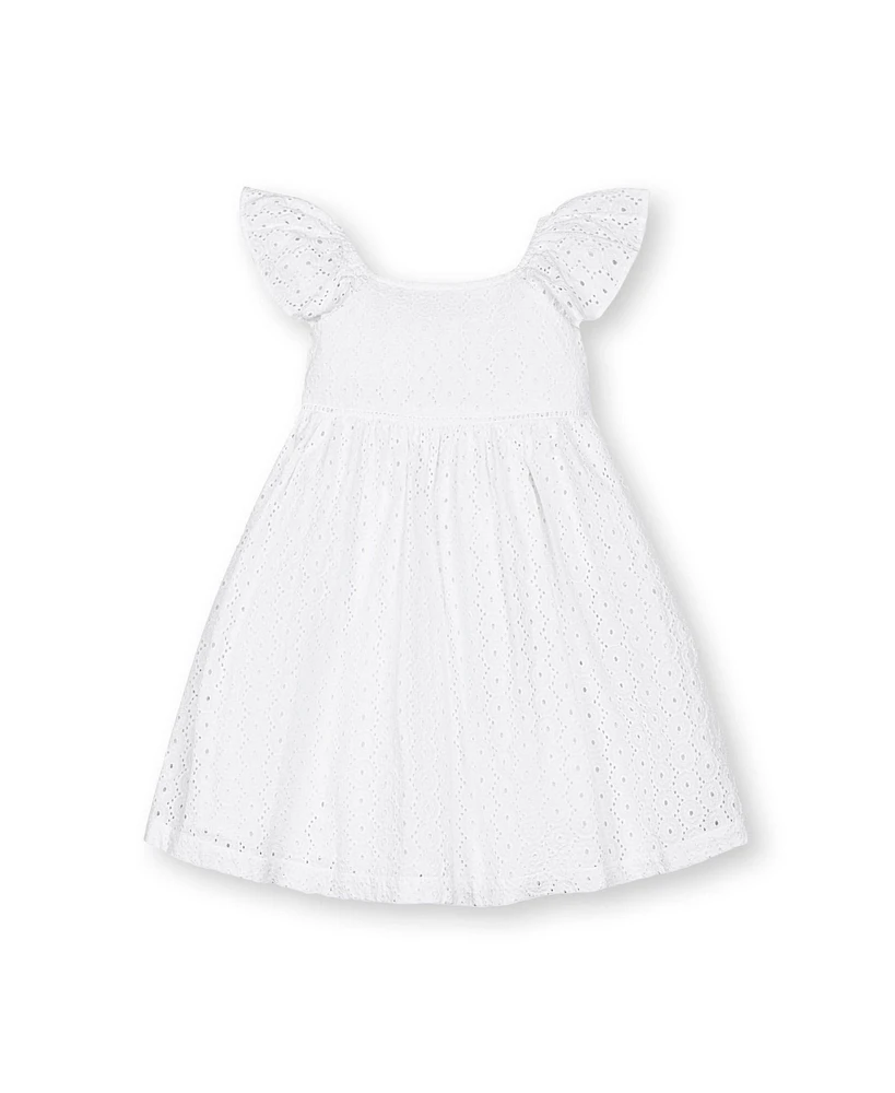 Hope & Henry Toddler Girls Flutter Sleeve Eyelet Dress