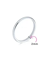 Bling Jewelry Plain Simple Dome Couples Sterling Silver Band Ring 2MM