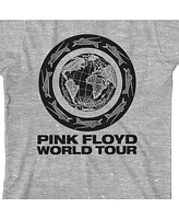 Pink Floyd Boys World Tour Earth & Planes Crew Neck Short Sleeve Athletic Heather T-shirt -Xl