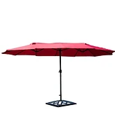 Gymax Patio Outdoor 15' Umbrella Market Umbrella Double-Sided with Crank