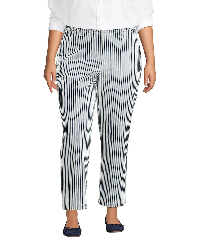Lands' End Plus Mid Rise Classic Straight Leg Chino Ankle Pants