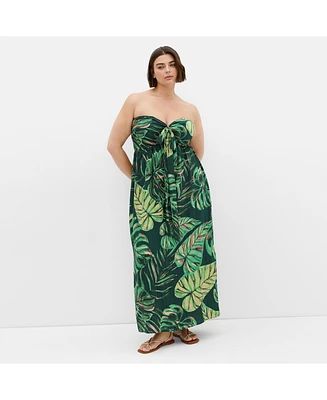 City Chic Plus Peta Palm Maxi Dress