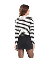 endless rose Women's Striped Knit collared Sweater