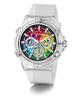Guess Men's Multi-Function Clear Silicone Strap Watch, 48mm