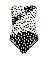 Lands' End Plus Slender Suit Wrap Bandeau One Piece Swimsuit