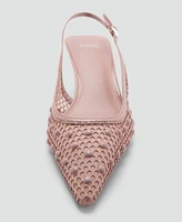 Mango Women's Mesh Decorative Ball Heel Shoes