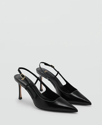 Mango Women's Pointed Toe Leather Heeled Shoes