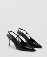 Mango Women's Pointed Toe Leather Heeled Shoes