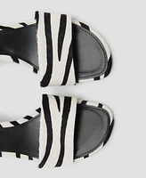 Mango Women's Zebra Hair Leather Sandals