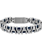 Bulova Men's Link Stainless Steel Blue Corded Bracelet