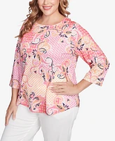 Ruby Rd. Plus Mixed Pattern Sublimation Knit Crew Neck Top