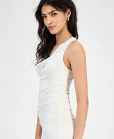 Bar Iii Women's Cowlneck Ruched Side-Slit Dress, Exclusively at Macy's