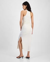 Bar Iii Women's Cowlneck Ruched Side-Slit Dress, Exclusively at Macy's