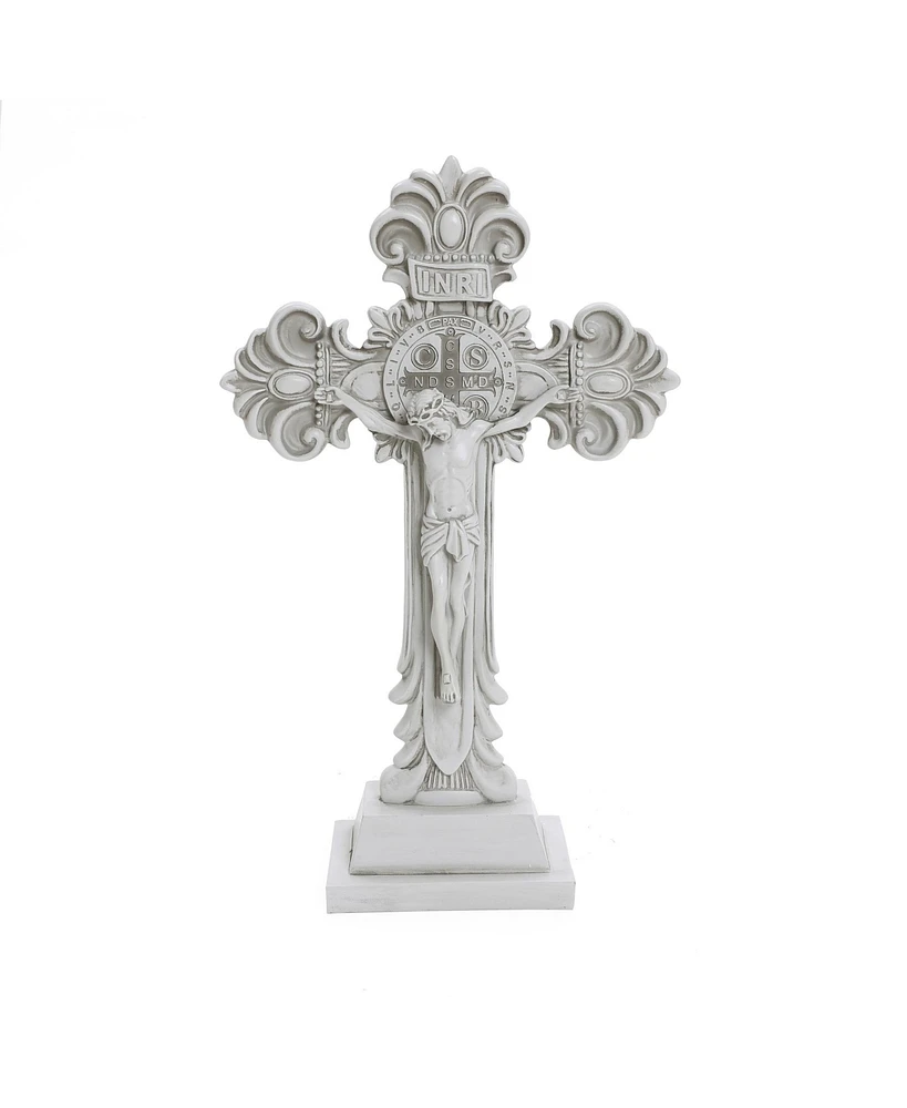 LuxenHome Off White Polyresin Holy Cross Jesus Crucifix 1.6-Feet Tall Statue