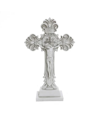 LuxenHome Off White Polyresin Holy Cross Jesus Crucifix 1.6-Feet Tall Statue