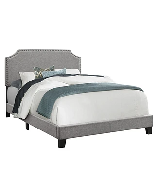 Modern Full Upholstered Bed Frame in Faux Leather with Wood Support