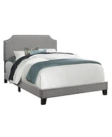 Modern Full Upholstered Bed Frame in Faux Leather with Wood Support