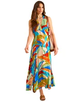 Vince Camuto Women's Leaf-Print T-Back Empire-Waist Dress