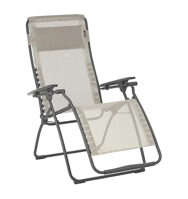 Reclining Steel Zero Gravity Chair with Cushion for Lawn Deck and Poolside