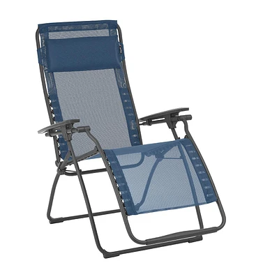 Reclining Steel Zero Gravity Chair with Cushion for Lawn Deck and Poolside