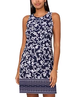 Msk Women's Mixed-Print Keyhole-Back Shift Dress
