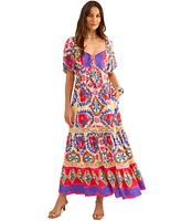 Vince Camuto Women's Tiered Puffed-Sleeve Tie-Neck Dress