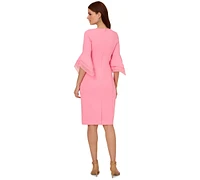Adrianna Papell Women's Crepe Tiered-Sleeve Sheath Dress