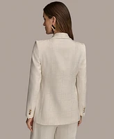 Donna Karan New York Women's Linen-Blend Jacquard One-Button Blazer, Regular & Petite