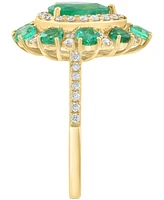 Effy Emerald (2 ct. t.w.) & Diamond (3/8 ct. t.w.) Pear Halo Statement Ring in 14k Gold