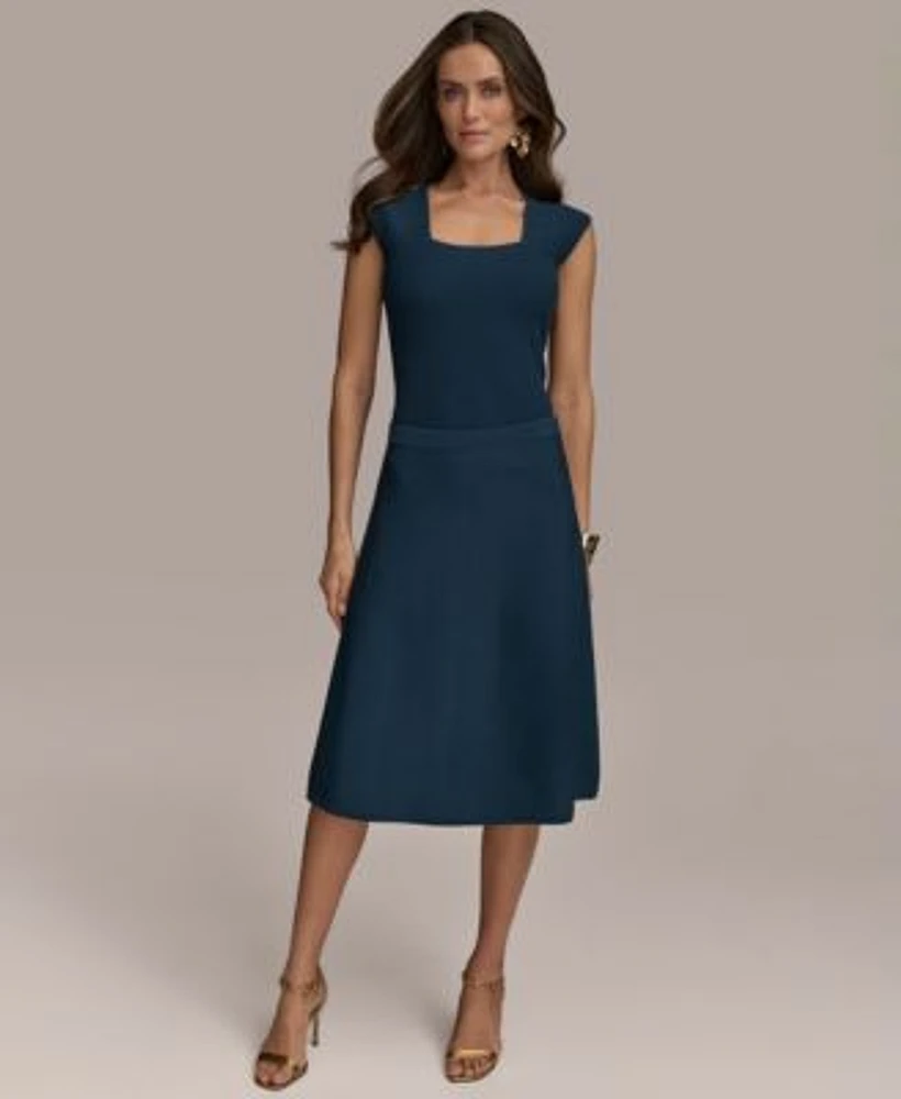Donna Karan New York Womens Sleeveless Sweater Knit Top Midi Skirt