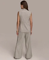 Donna Karan New York Womens Double Breasted Long Vest Wide Leg Pants