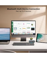 Solar Bluetooth Keyboard, Wireless Keyboard with Solar & Indoor Light Charging, Full Size, 3-Device Connectivity