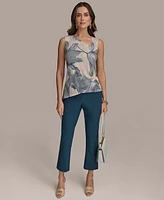 Donna Karan New York Women's Printed Asymmetric Sleeveless Top
