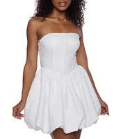 B Darlin Juniors' Jacquard Strapless Bubble Dress