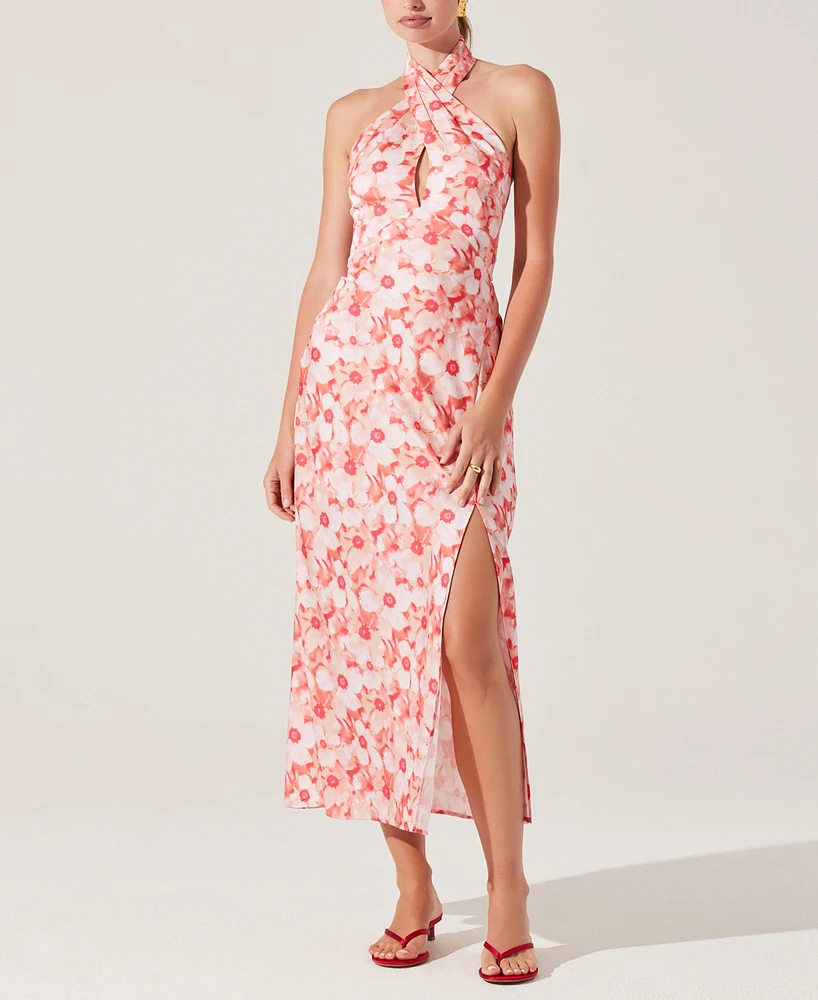 Astr the Label Women's Marissa Floral Print Halter Midi Dress