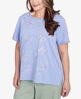 Alfred Dunner Plus Santa Fe Butterfly Embroidered T-Shirt