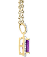 Garnet (1-7/8 ct. t.w.) & Lab-Created White Sapphire (1/5 Emerald-Cut Halo 18" Pendant Necklace 10k Yellow Gold (Also Citrine Amethy